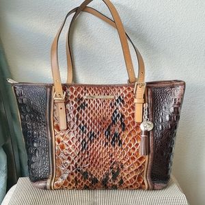 Brahmin Croc Embossed Leather Bag